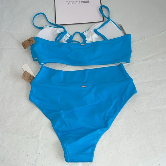 (M) 2pcs Swim Victoria’s Secret PINK Bikini Top High Waist Bottom Set - Picture 4 of 16